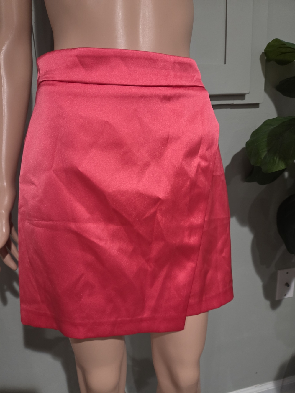 Zara NWT Coral Pink Satin Fold Over Style Mini Skirt Size S - Picture 6 of 16